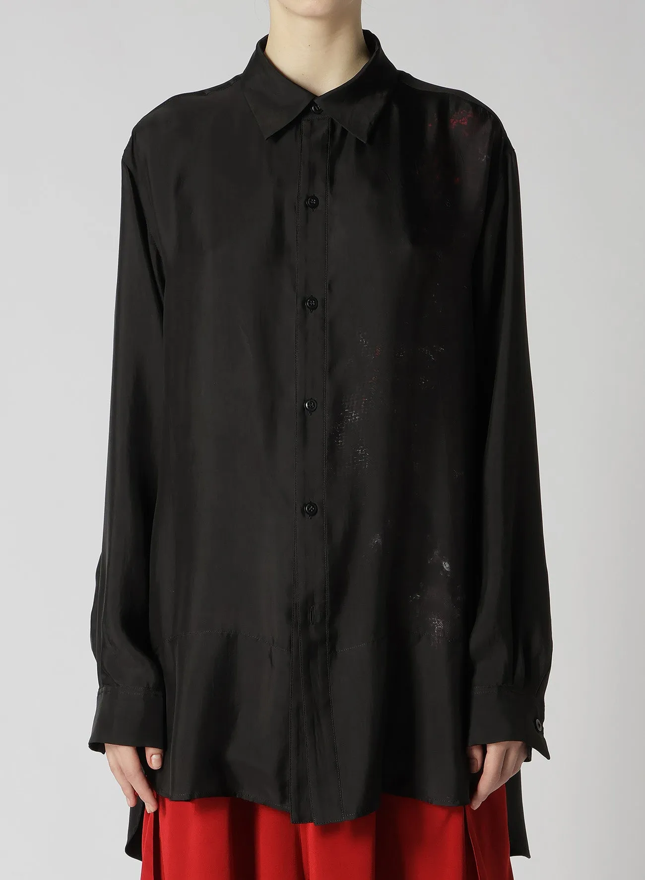 CUPRO FLOWER PATTERN DOUBLE FRONT PLACKET BLOUSE sold by Yohji Yamamoto product image thumbnail 4