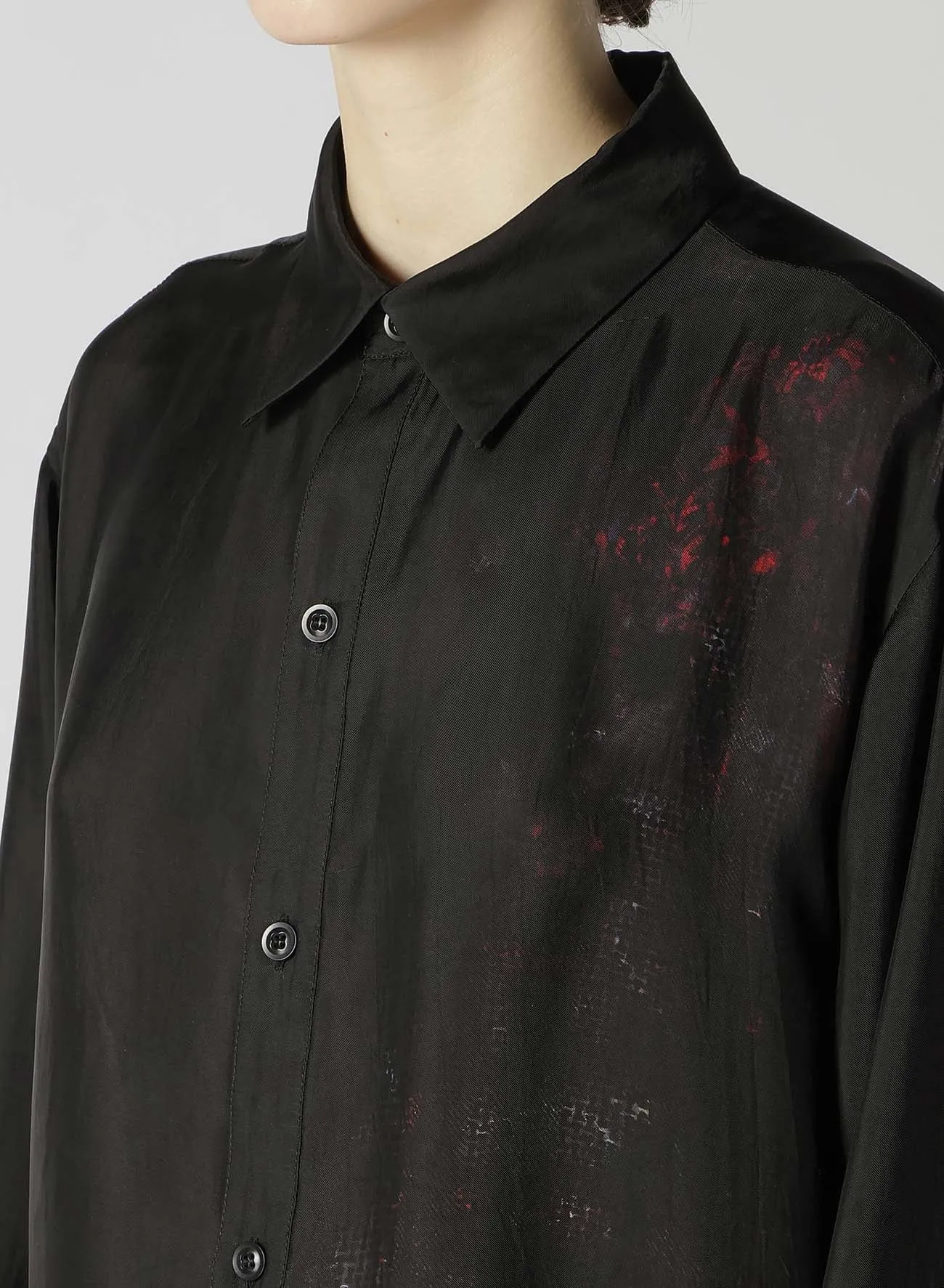 CUPRO FLOWER PATTERN DOUBLE FRONT PLACKET BLOUSE sold by Yohji Yamamoto product image thumbnail 5
