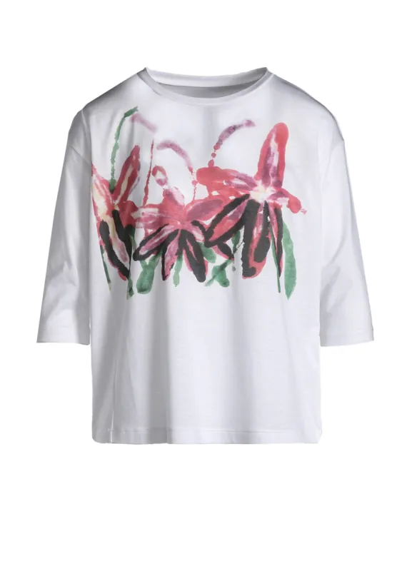CELLULOSE COTTON JERSEY FLOWER PRINT 3/4 SLEEVE SHIRT sold by Yohji Yamamoto
