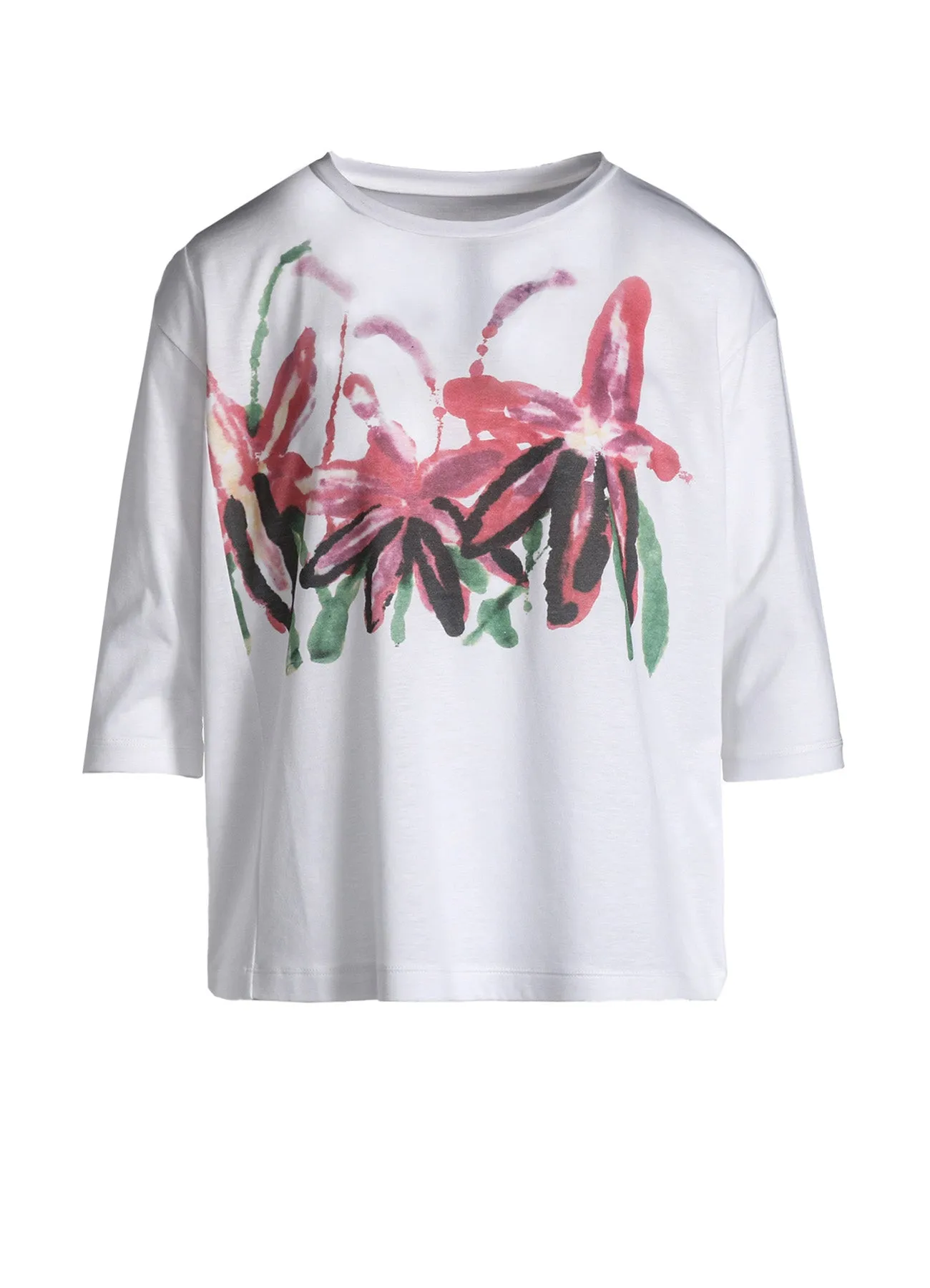 CELLULOSE COTTON JERSEY FLOWER PRINT 3/4 SLEEVE SHIRT sold by Yohji Yamamoto