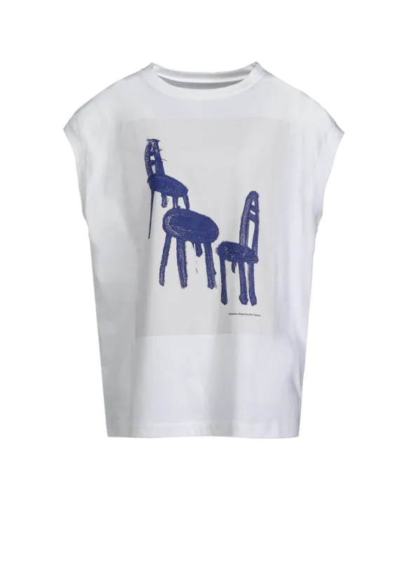 COTTON JERSEY CHAIR & TABLE PRINT FRENCH SLEEVE SHIRT sold by Yohji Yamamoto