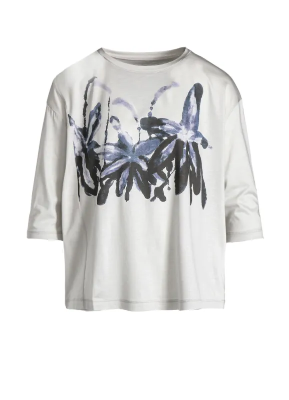CELLULOSE COTTON JERSEY FLOWER PRINT 3/4 SLEEVE SHIRT sold by Yohji Yamamoto