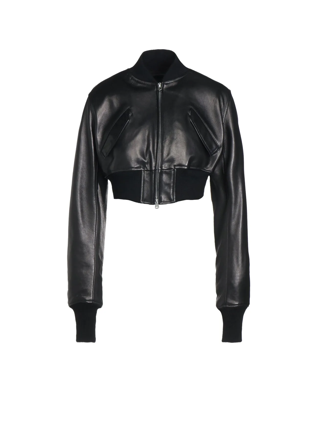 SEMI-VEGETABLE TANNED SHEEP LEATHER CROPPED BOMBER JACKET sold by Yohji Yamamoto