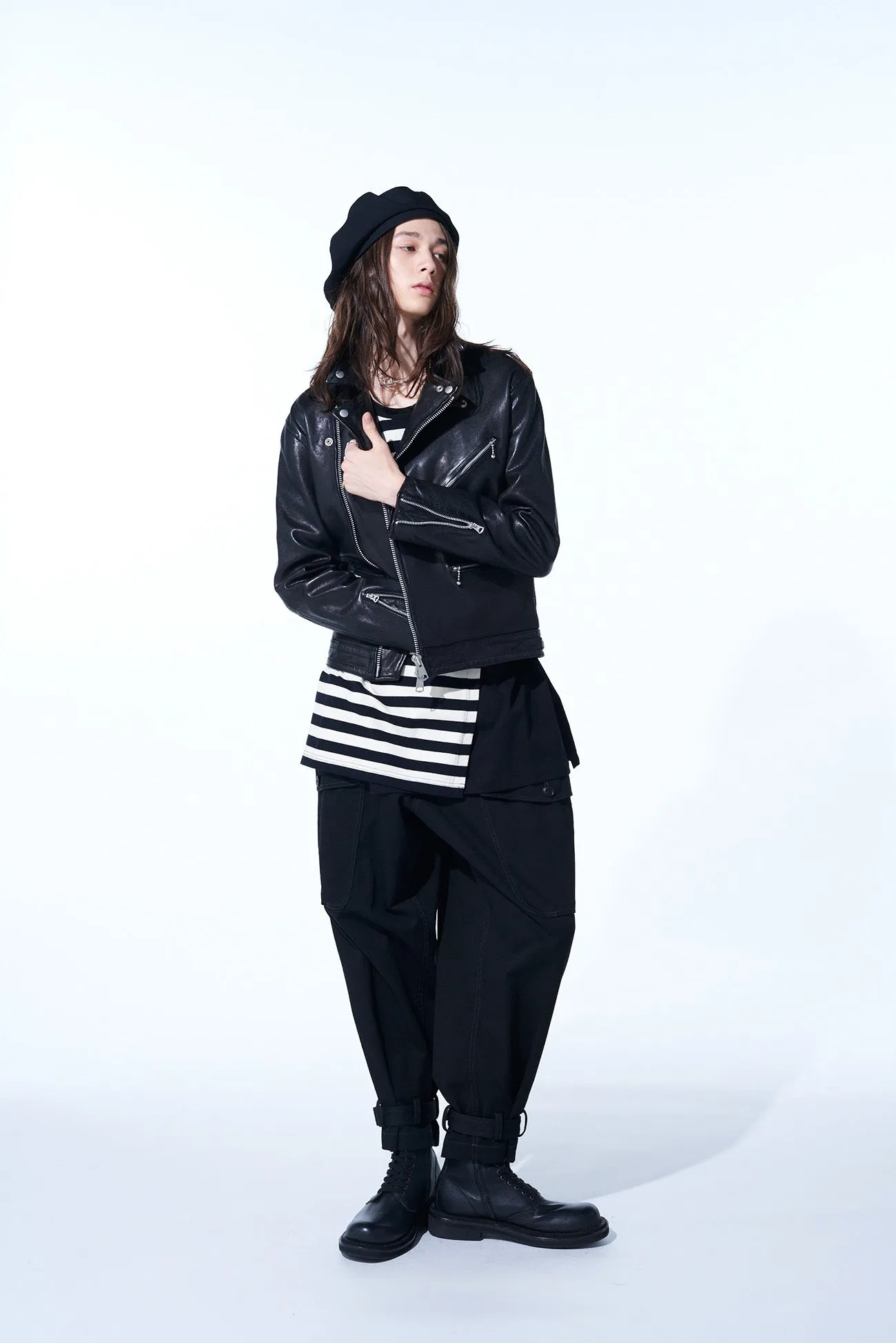 VEGETABLE TANNED AND WASHED SHEEP LEATHER DOUBLE MOTORCYCLE JACKET sold by Yohji Yamamoto product image thumbnail 2