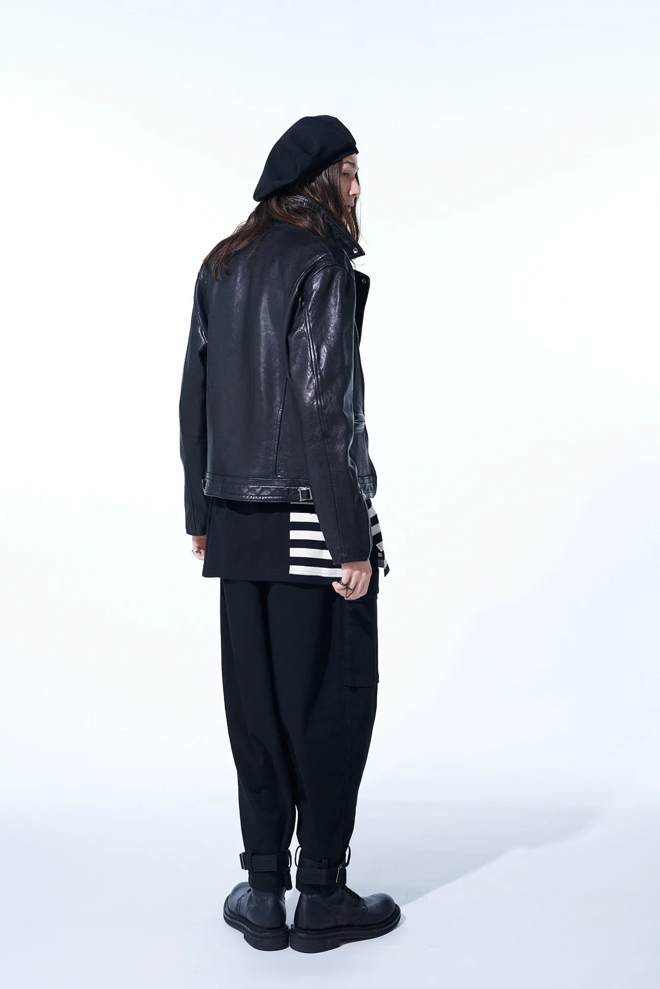 VEGETABLE TANNED AND WASHED SHEEP LEATHER DOUBLE MOTORCYCLE JACKET sold by Yohji Yamamoto product image thumbnail 4