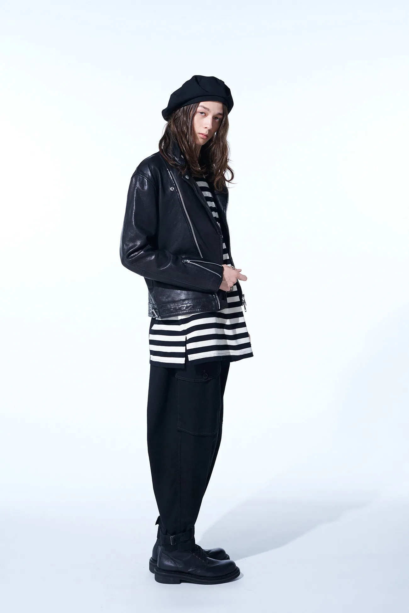 VEGETABLE TANNED AND WASHED SHEEP LEATHER DOUBLE MOTORCYCLE JACKET sold by Yohji Yamamoto product image thumbnail 5