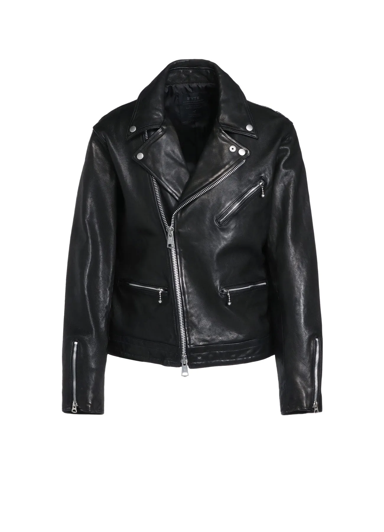 VEGETABLE TANNED AND WASHED SHEEP LEATHER DOUBLE MOTORCYCLE JACKET sold by Yohji Yamamoto