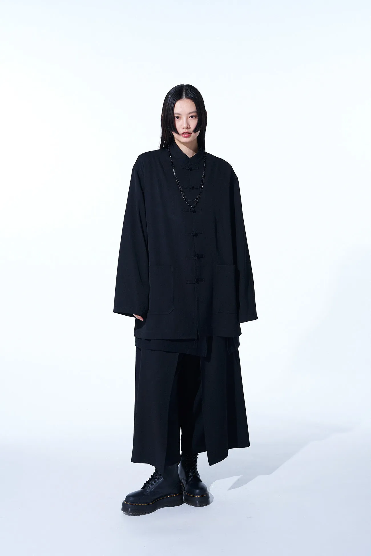 WASHER FINISHED WOOL GABARDINE LAYERED PANTS sold by Yohji Yamamoto product image thumbnail 2