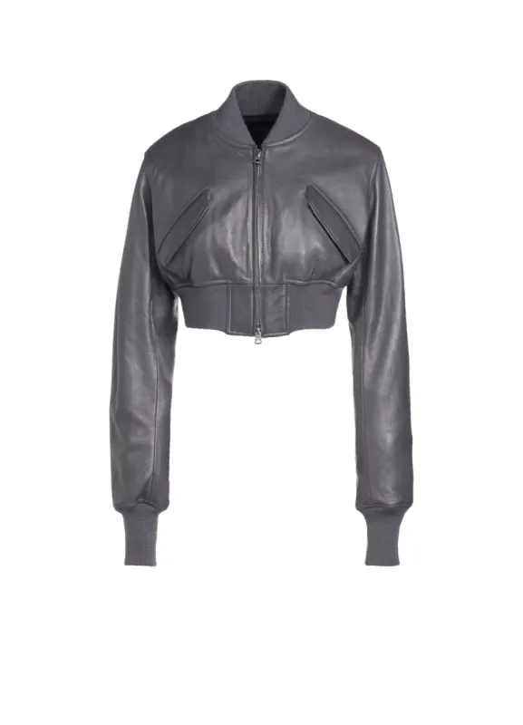SEMI-VEGETABLE TANNED SHEEP LEATHER CROPPED BOMBER JACKET sold by Yohji Yamamoto