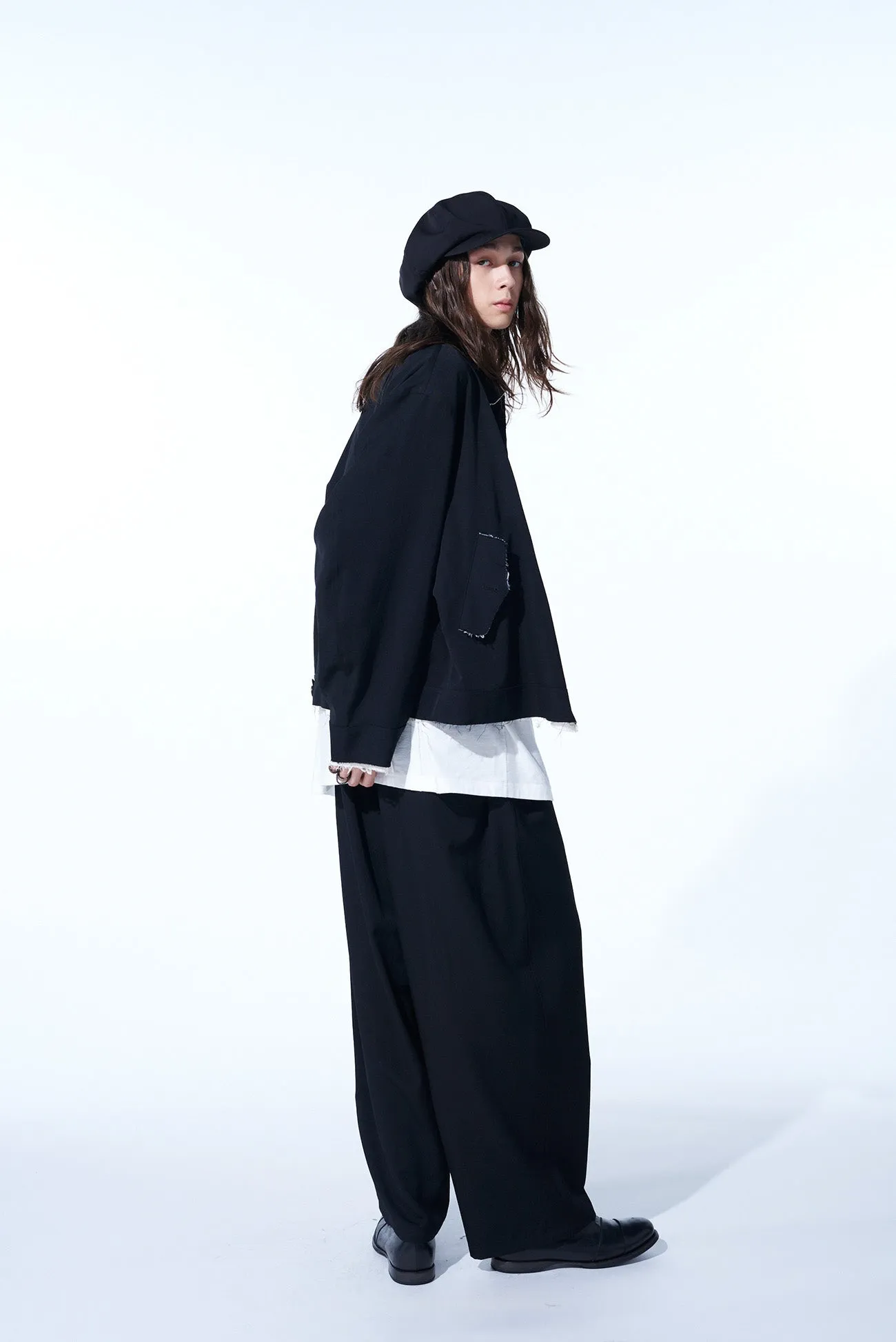 WASHER FINISHED WOOL GABARDINE DRAWSTRING WIDE PANTS sold by Yohji Yamamoto product image thumbnail 5