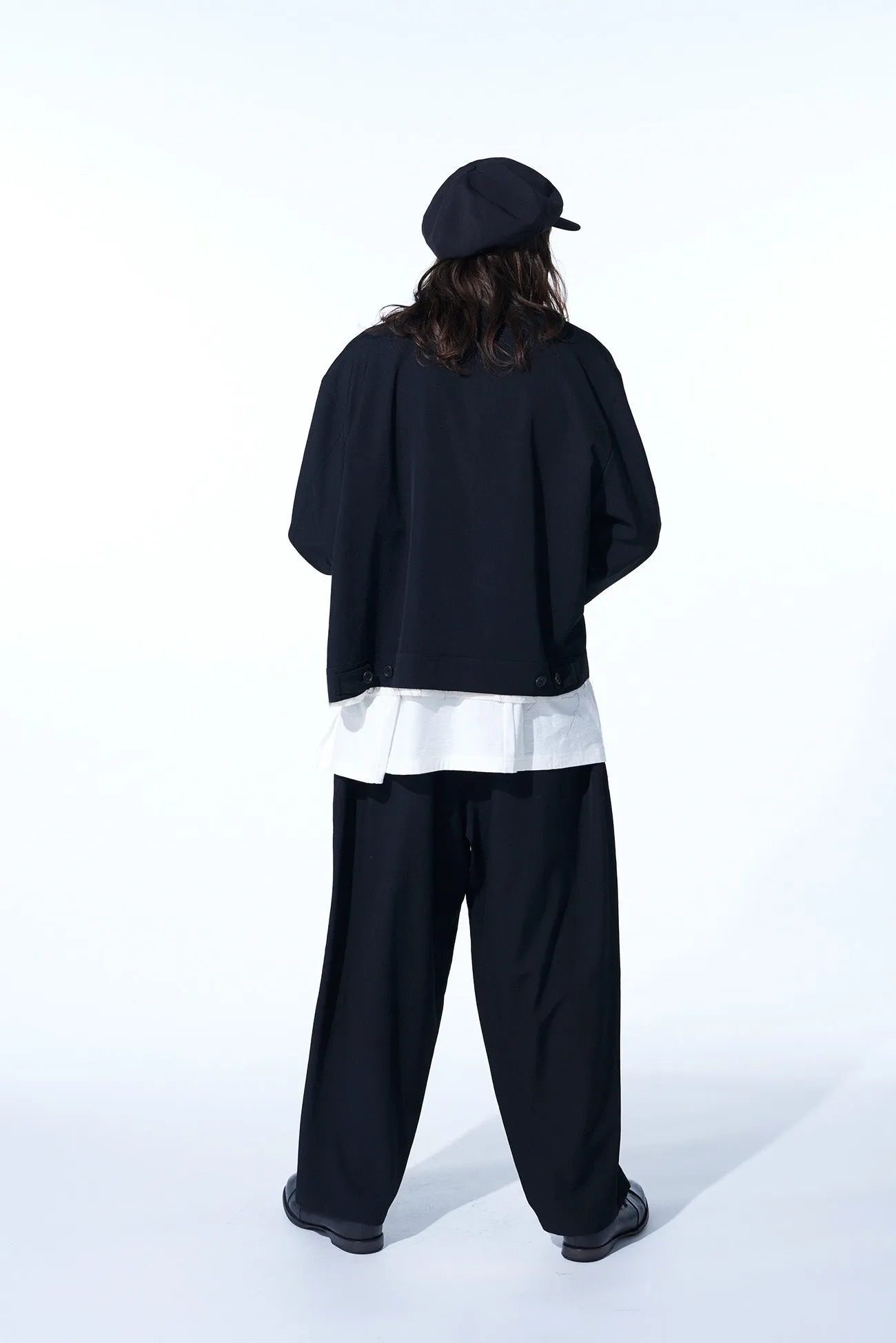 WASHER FINISHED WOOL GABARDINE DRAWSTRING WIDE PANTS sold by Yohji Yamamoto product image thumbnail 4