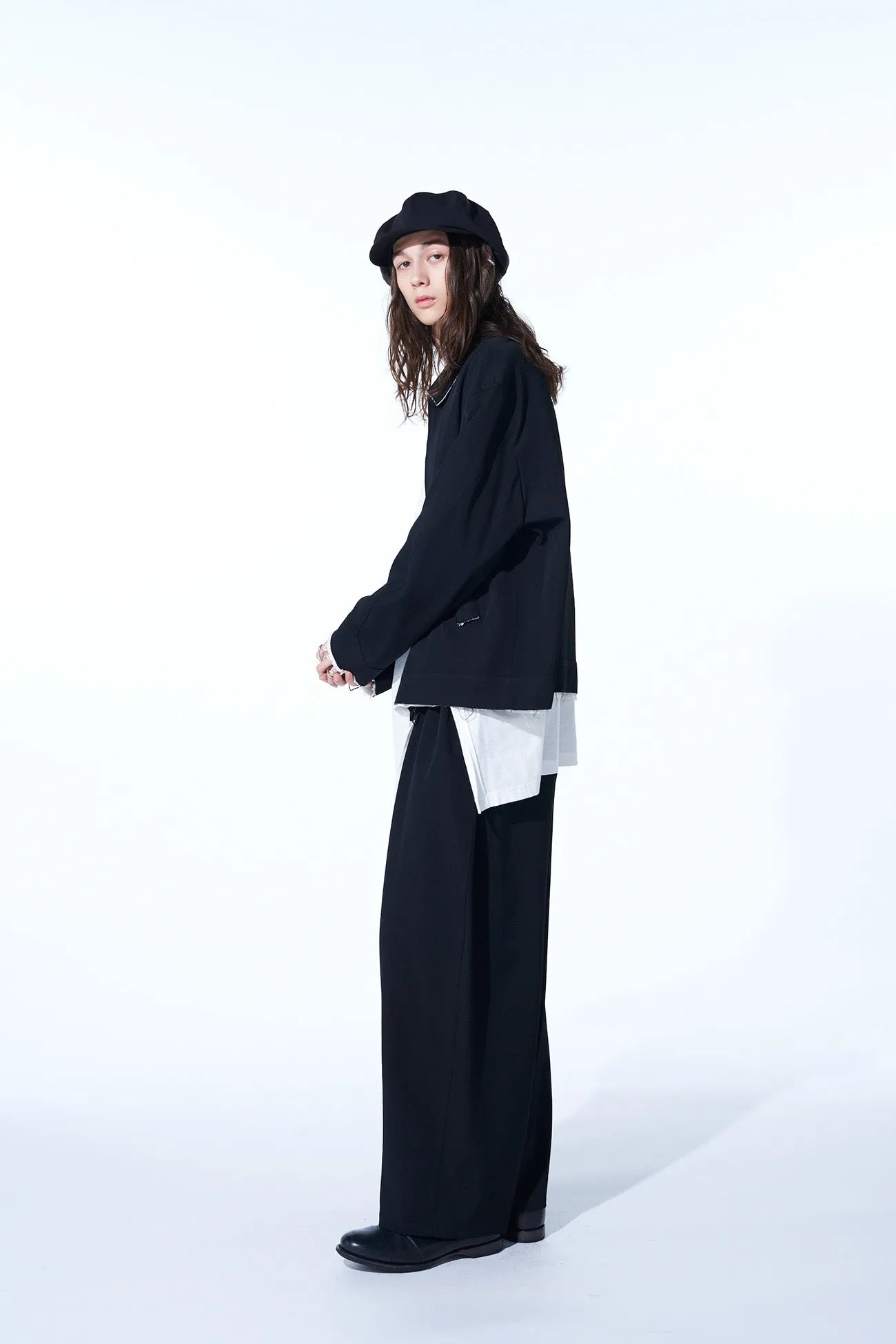 WASHER FINISHED WOOL GABARDINE DRAWSTRING WIDE PANTS sold by Yohji Yamamoto product image thumbnail 3