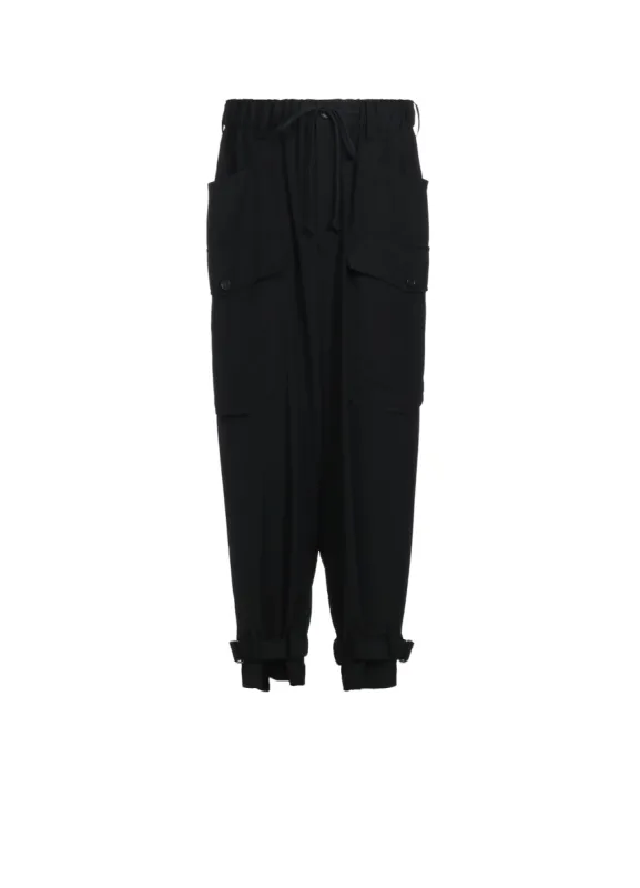 POLYESTER GABARDINE CARGO PANTS WITH BELTED HEMS sold by Yohji Yamamoto