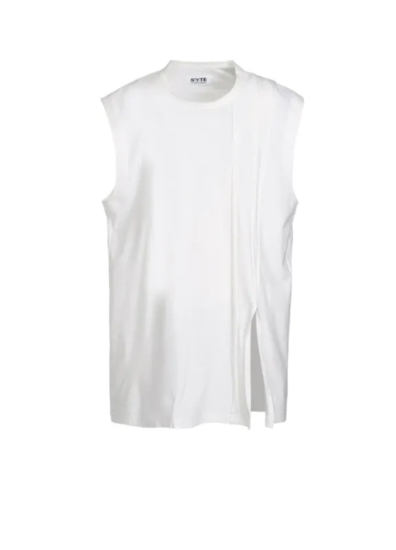 COTTON JERSEY VERTICALLY GRAFTED SLEEVELESS TOP WITH HEM SLIT made by Yohji Yamamoto