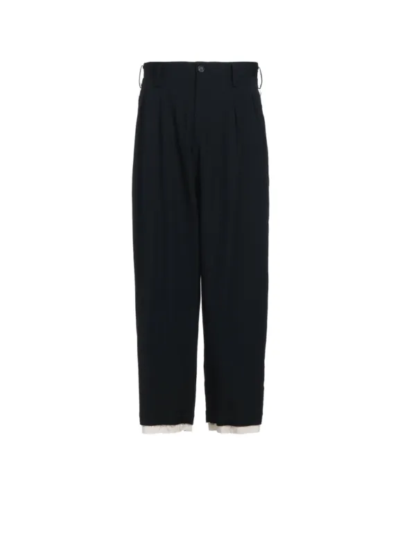 WASHER FINISHED WOOL GABARDINE 2-TUCK PANTS WITH CUT-OUT HEM DESIGN made by Yohji Yamamoto