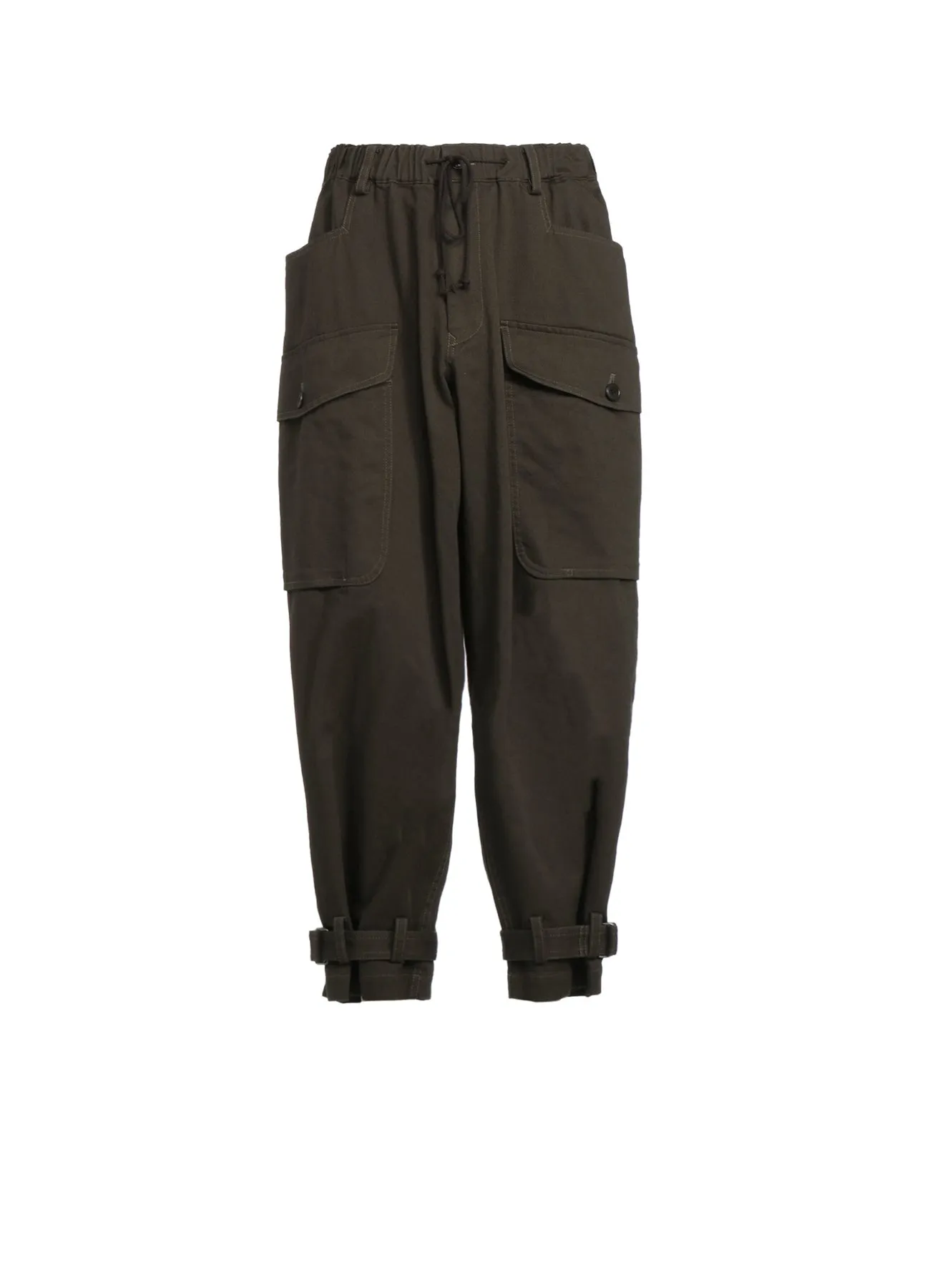 COTTON DRILL CARGO PANTS WITH BELTED HEMS sold by Yohji Yamamoto