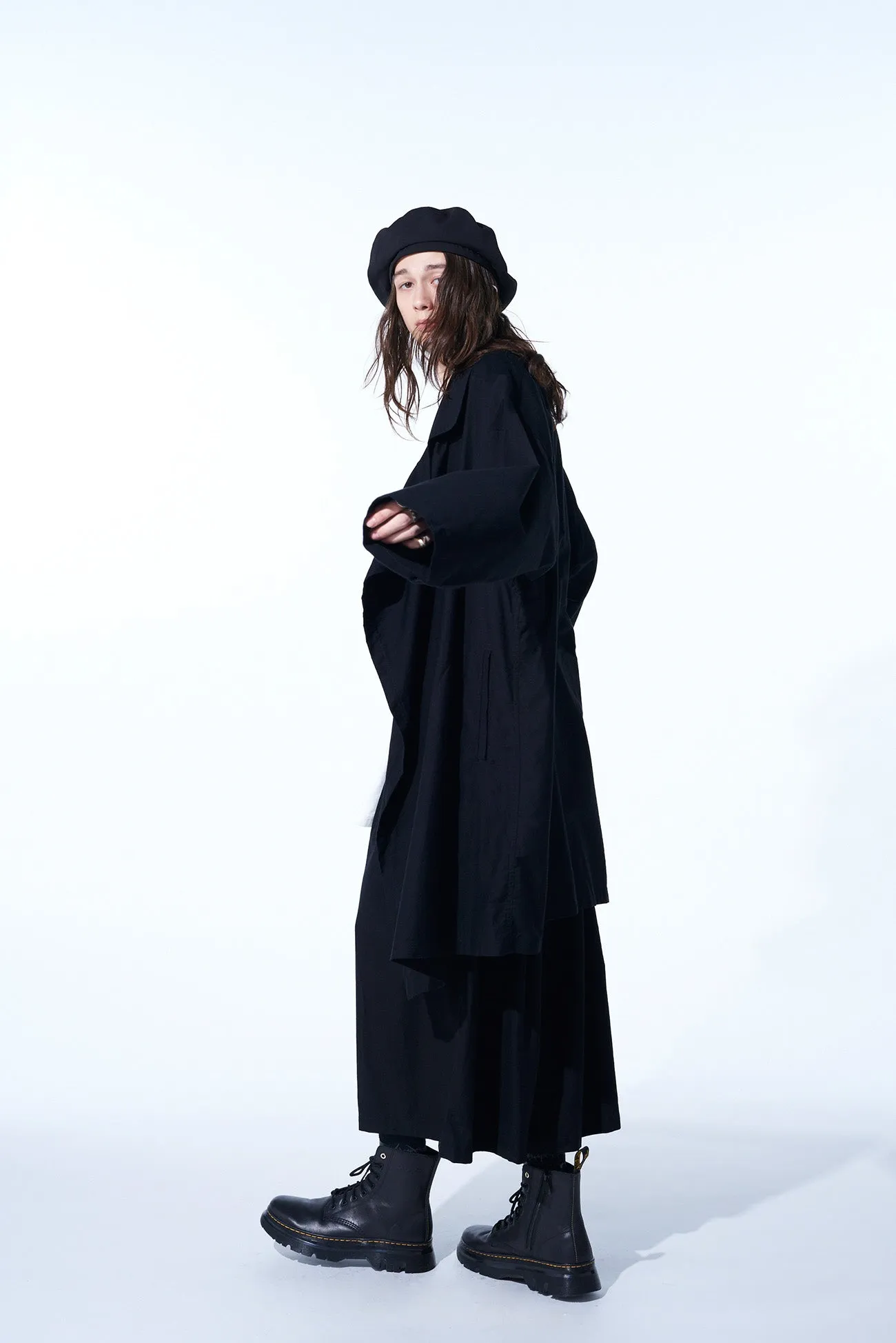 COTTON TWILL FLAME DOUBLE DRAPE COAT sold by Yohji Yamamoto product image thumbnail 3