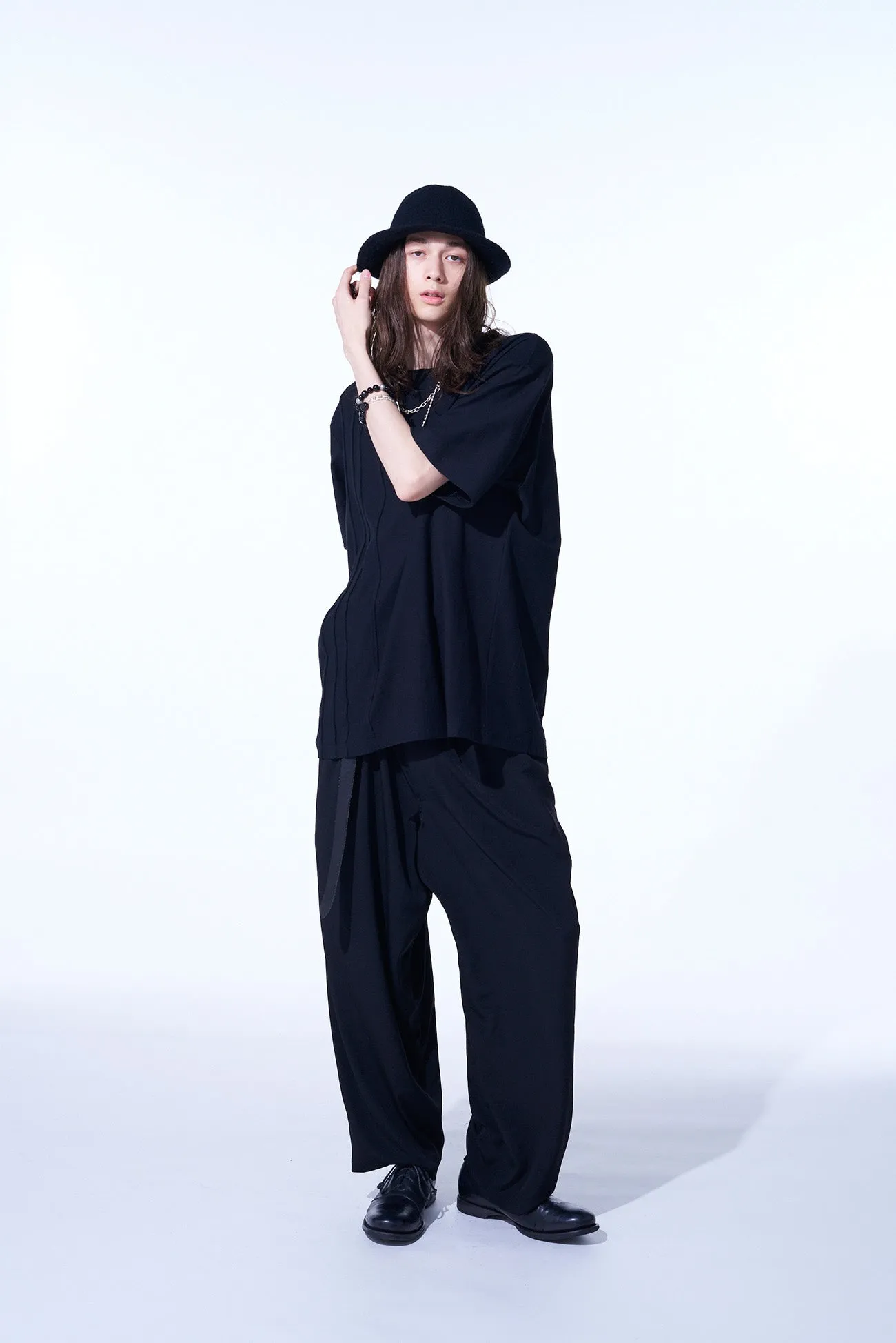 COTTON JERSEY VERTICALLY GRAFTED STRIPED T-SHIRT sold by Yohji Yamamoto product image thumbnail 2