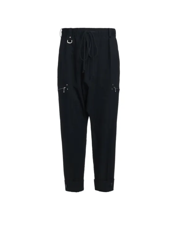 WASHER FINISHED WOOL GABARDINE STUDS SLIM SAROUEL PANTS sold by Yohji Yamamoto