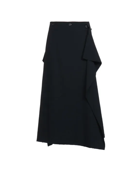 WASHER FINISHED WOOL GABARDINE WRAP SKIRT sold by Yohji Yamamoto