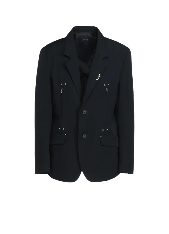 WASHER FINISHED WOOL GABARDINE STUDS JACKET sold by Yohji Yamamoto