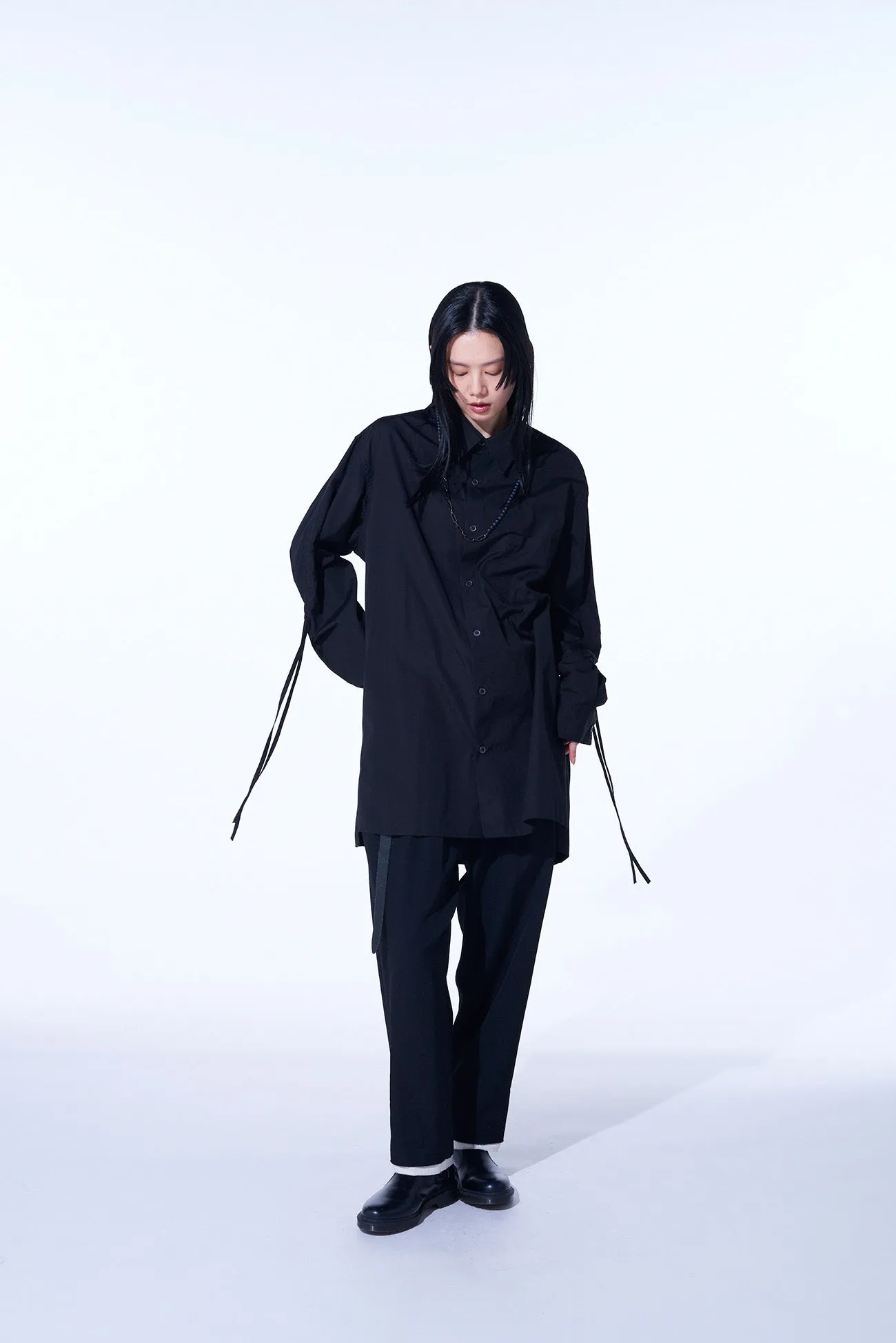 COTTON BROAD CLOTH OVERSIZED SHIRT WITH GATHERED STRINGS sold by Yohji Yamamoto product image thumbnail 2