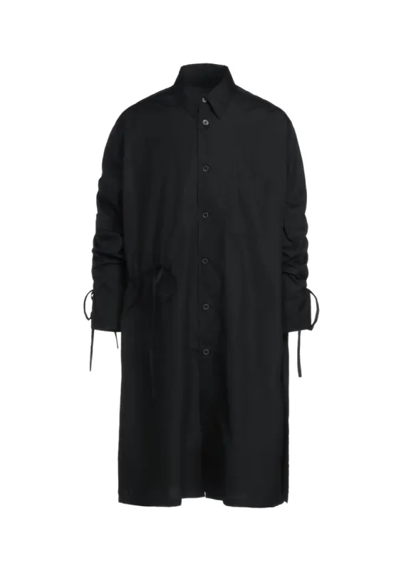 COTTON BROAD CLOTH OVERSIZED LONG SHIRT WITH GATHERED STRINGS made by Yohji Yamamoto