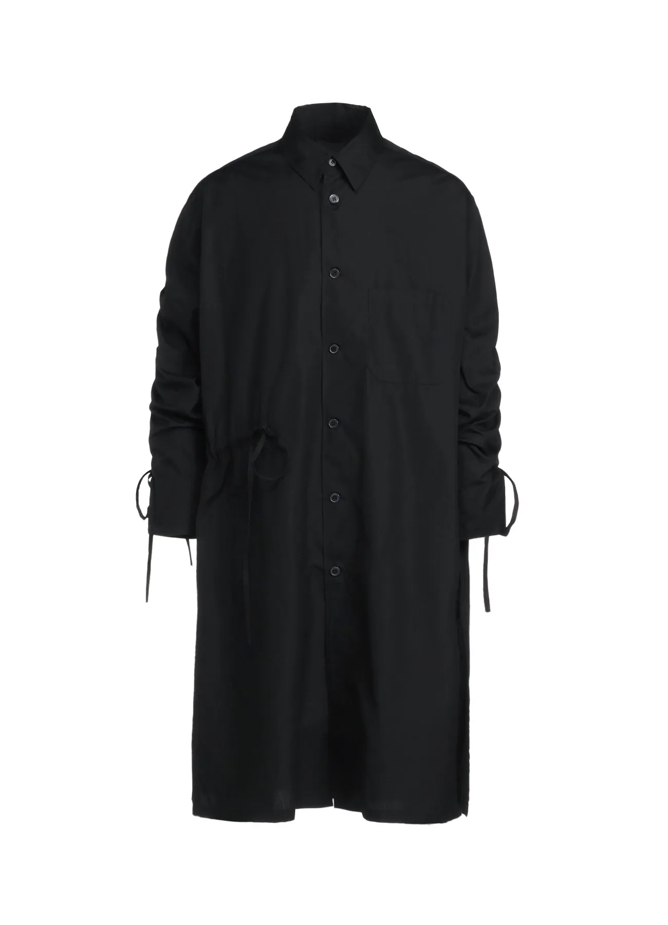 COTTON BROAD CLOTH OVERSIZED LONG SHIRT WITH GATHERED STRINGS sold by Yohji Yamamoto