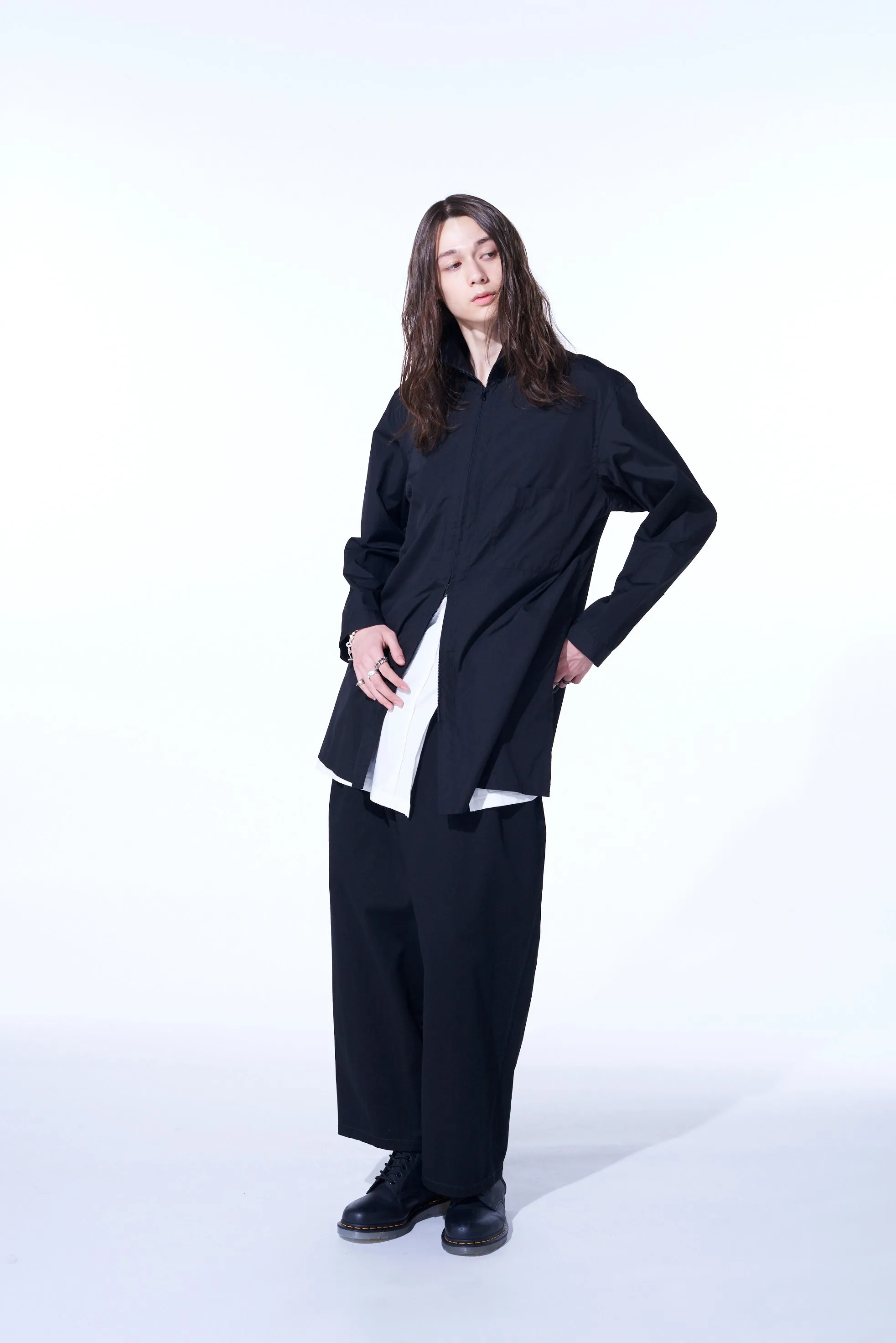 COTTON BROAD CLOTH STAND COLLAR SHIRTS WITH ZIP DESIGN sold by Yohji Yamamoto product image thumbnail 2