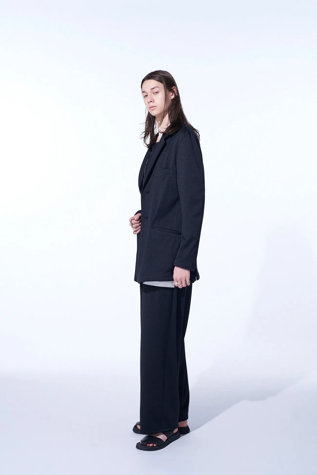 POLYESTER SMOOTH JERSEY NOTCHED LAPELS SLIM JACKET sold by Yohji Yamamoto product image thumbnail 3
