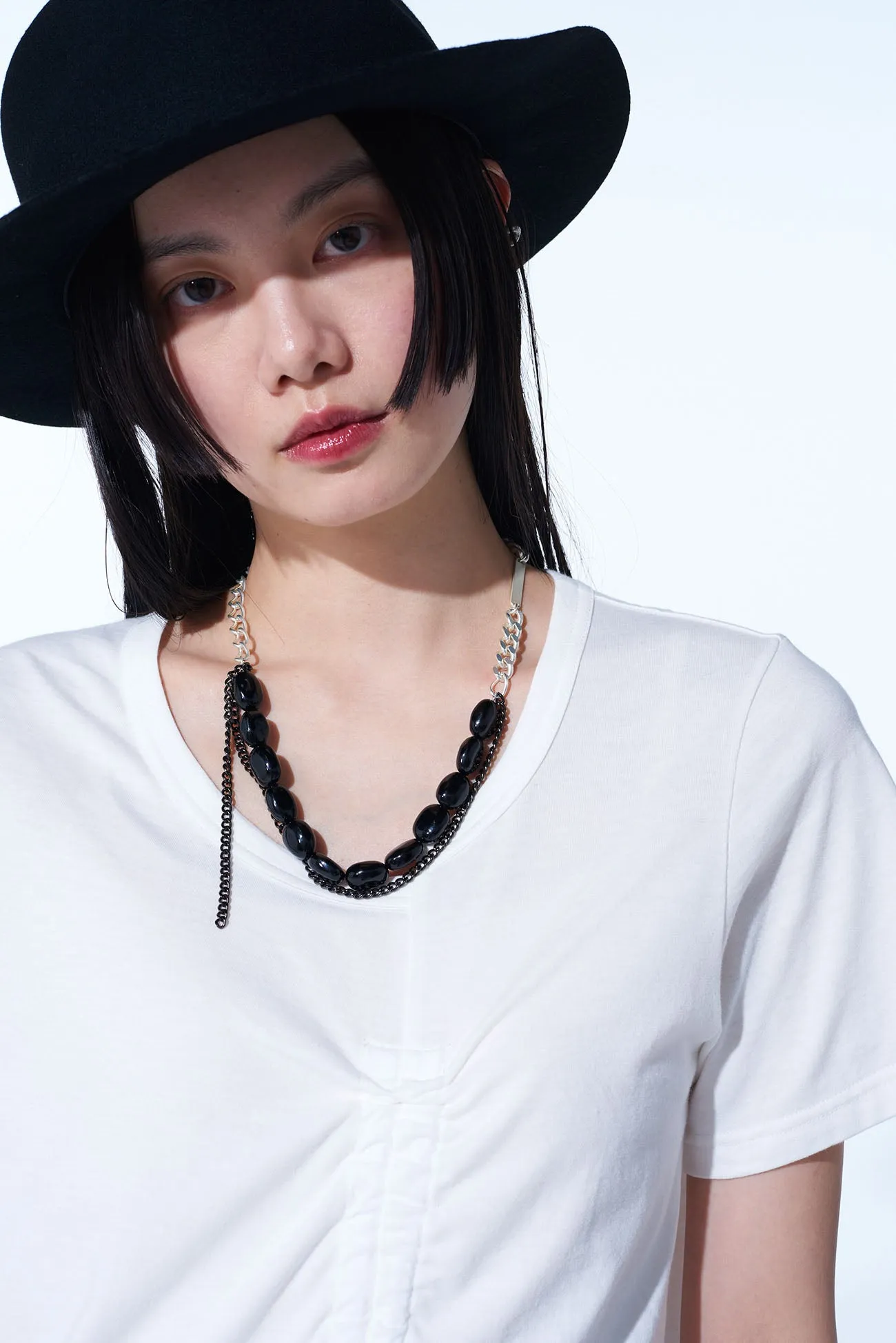 BLACK ONYX + BRASS TWO-STRAND CHOKER sold by Yohji Yamamoto product image thumbnail 2