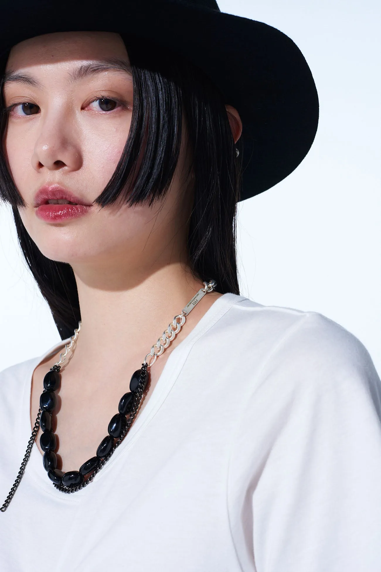 BLACK ONYX + BRASS TWO-STRAND CHOKER sold by Yohji Yamamoto product image thumbnail 3