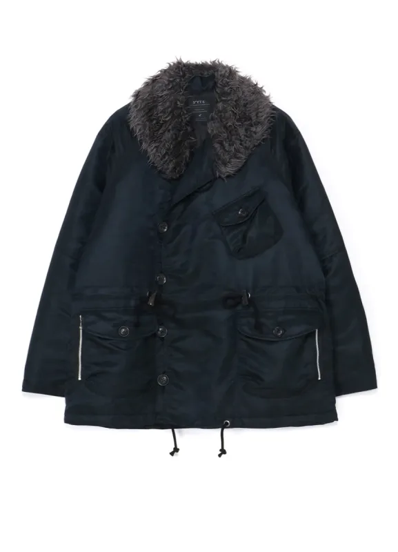 WATER-REPELLENT NYLON TWILL SHAWL COLLAR BLOUSON WITH FUR COLLAR sold by Yohji Yamamoto