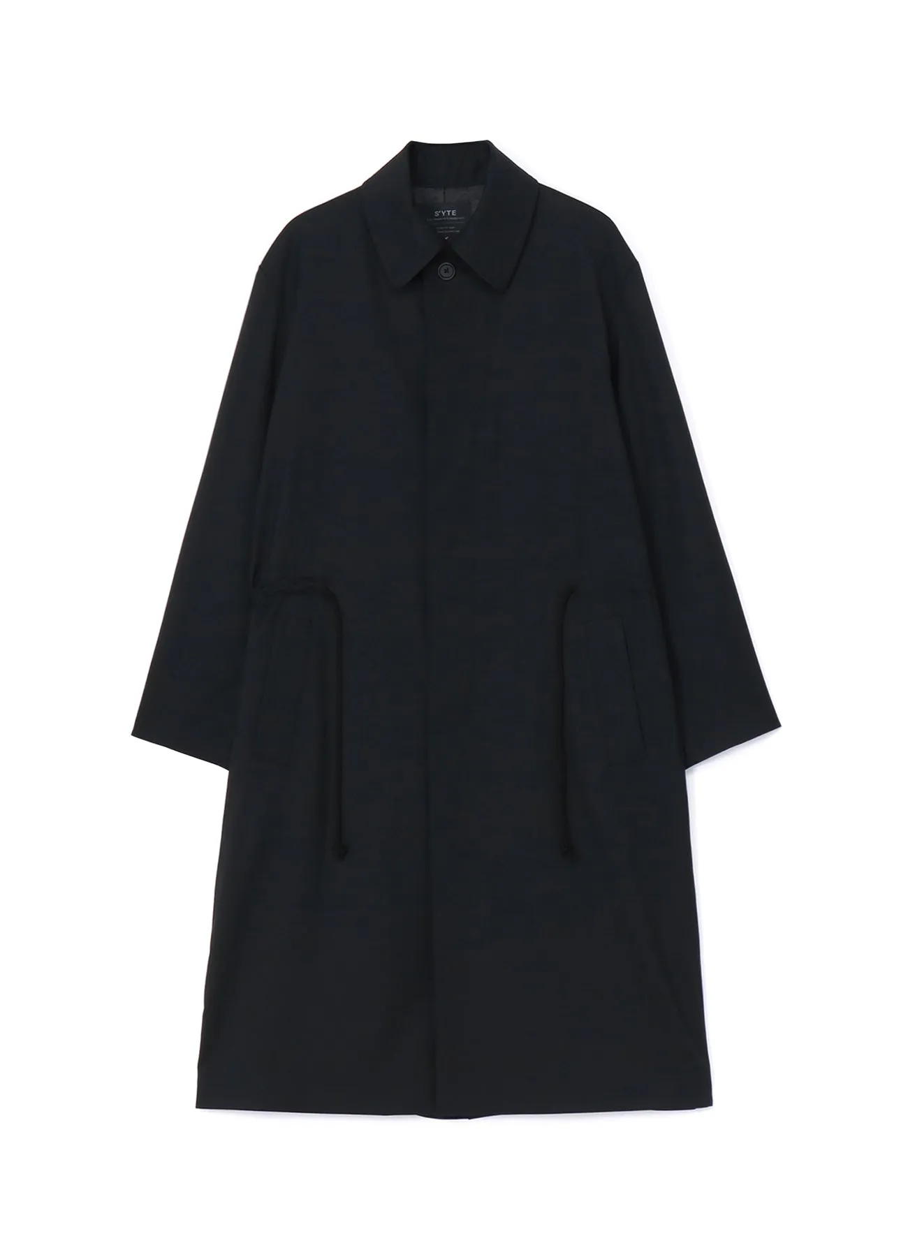 T/W GABARDINE SOUTIEN COLLAR WAIST TIE AND WING LONG COAT sold by Yohji Yamamoto