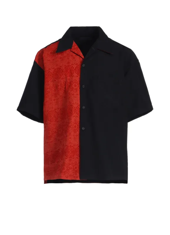 GABARDINE + MURAL LACE FADED FLOCKY LINEN CLOTH OPEN-COLLAR SHIRT sold by Yohji Yamamoto