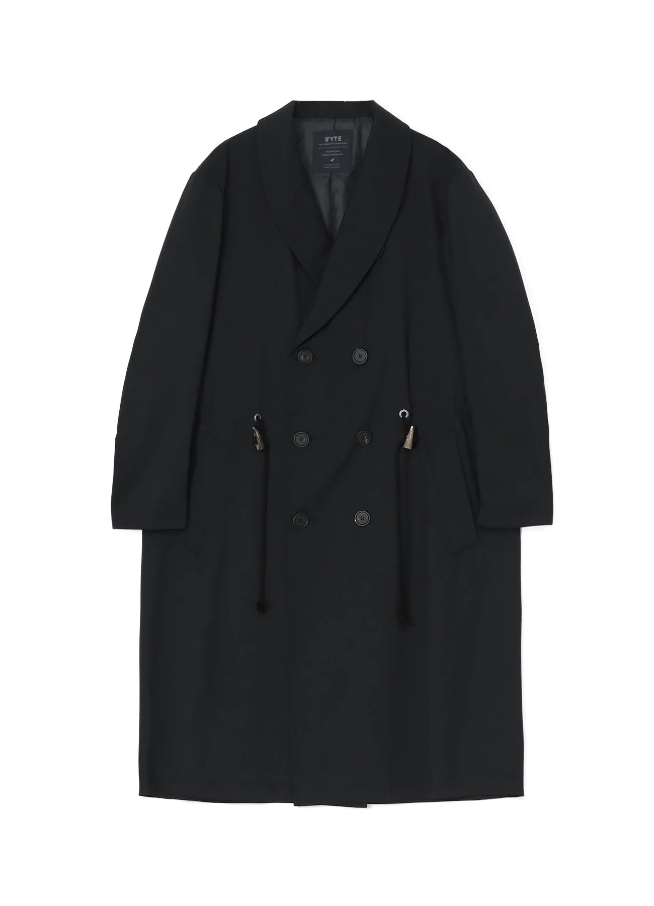 T/W GABARDINE SHAWL COLLAR DOUBLE COAT sold by Yohji Yamamoto