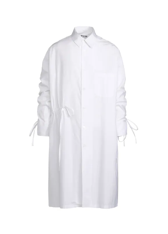 COTTON BROAD CLOTH OVERSIZED LONG SHIRT WITH GATHERED STRINGS sold by Yohji Yamamoto
