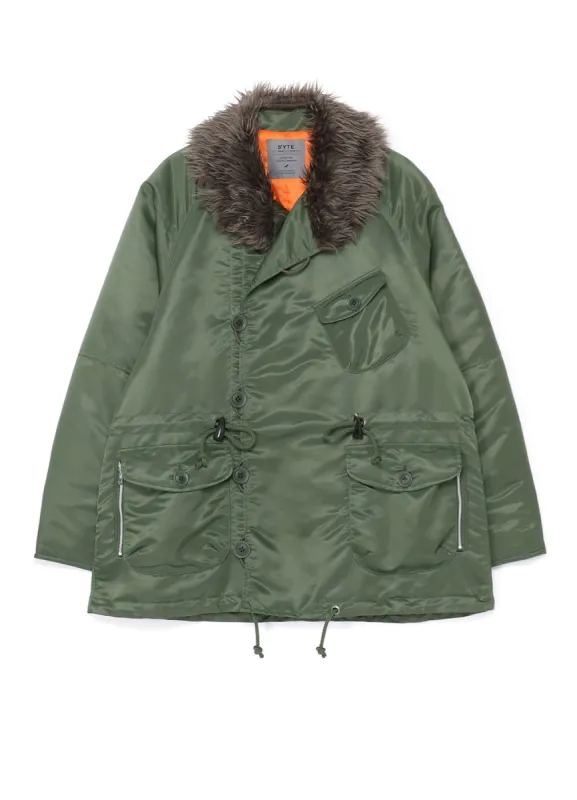 WATER-REPELLENT NYLON TWILL SHAWL COLLAR BLOUSON WITH FUR COLLAR sold by Yohji Yamamoto