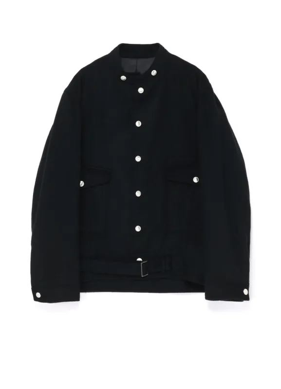 WOOL BEAVER WAIST BUCKLE STAND COLLAR BLOUSON sold by Yohji Yamamoto
