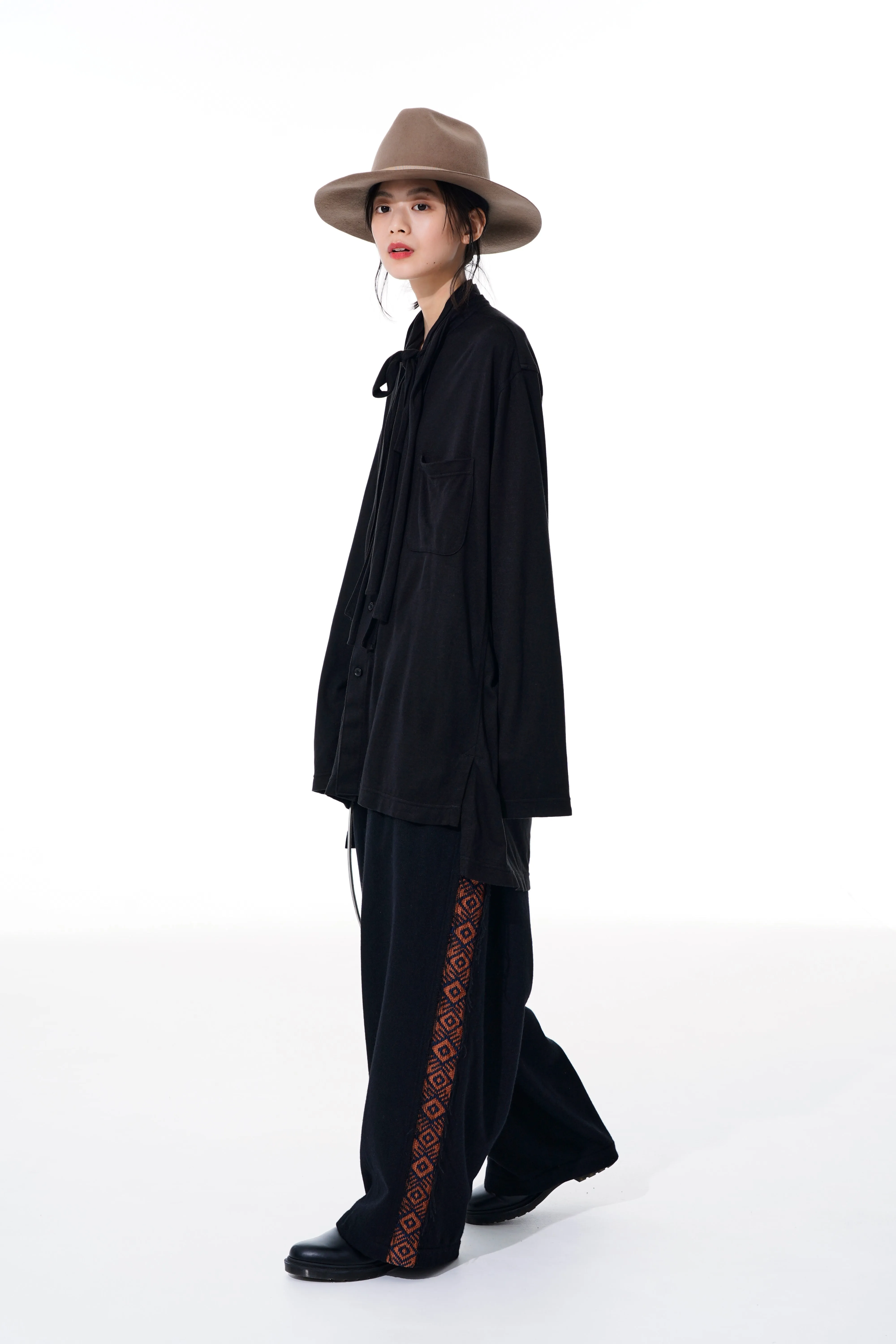 FLANNEL + ECUADORIAN WOVEN BRAID SIDE-SWITCHING PANTS sold by Yohji Yamamoto product image thumbnail 3