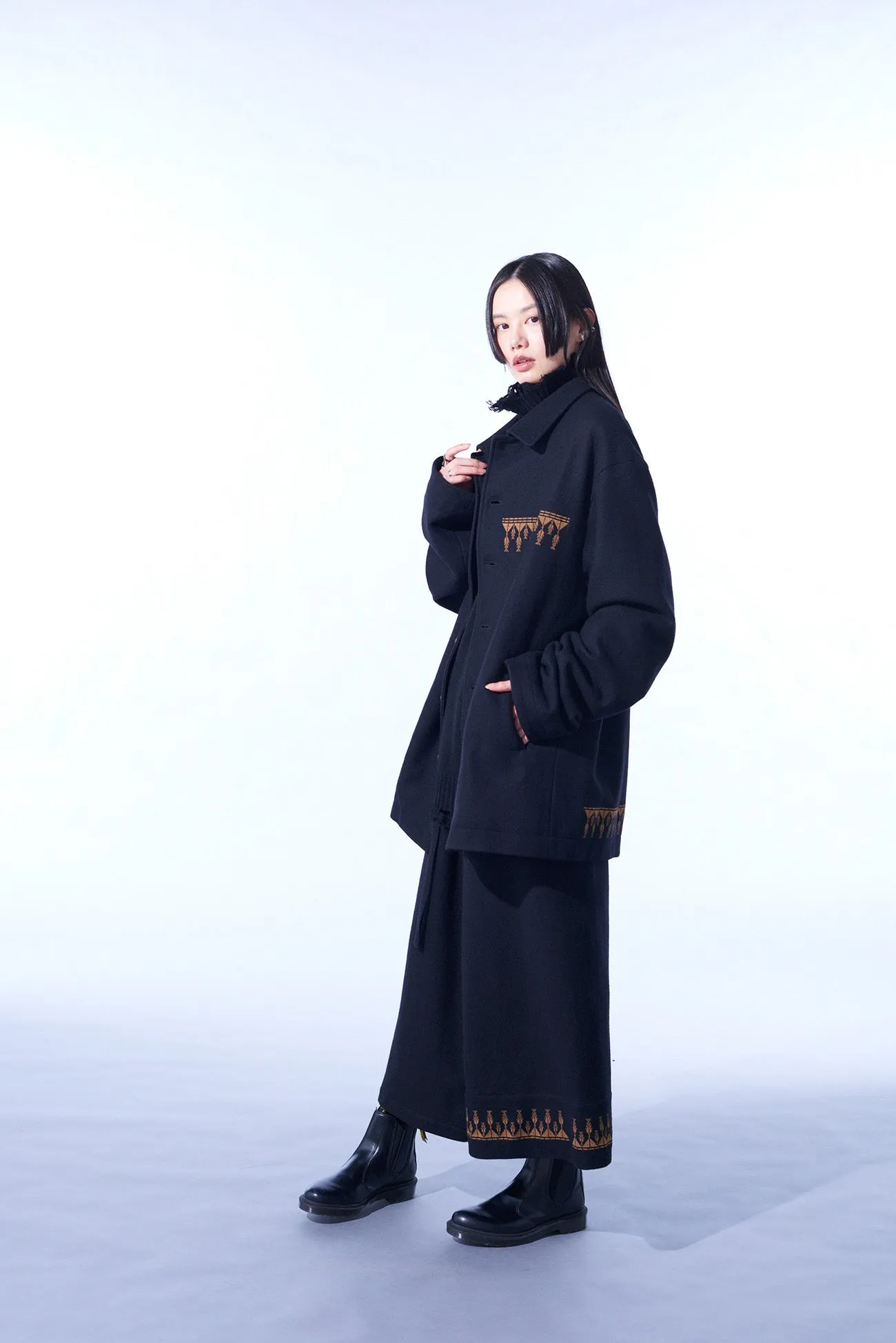 COMPRESSED JERSEY ETHNIC EMBROIDERED BLOUSON sold by Yohji Yamamoto product image thumbnail 3