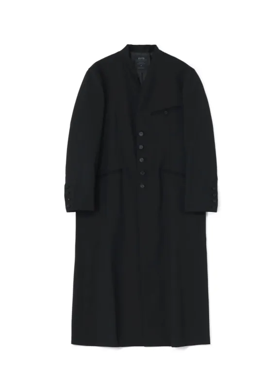 T/W GABARDINE COLLARLESS 5-BUTTON LONG JACKET sold by Yohji Yamamoto