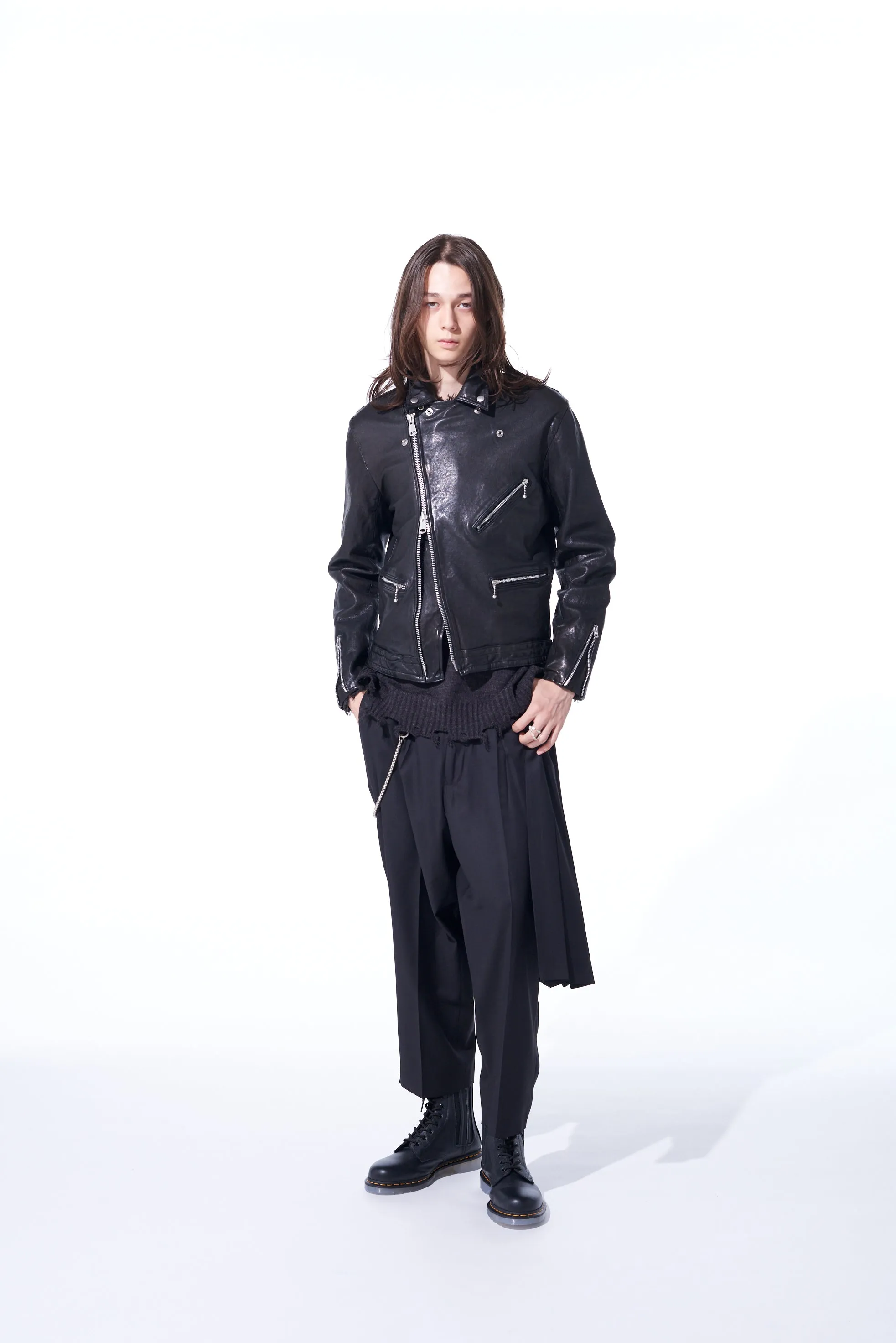 VEGETABLE TANNED AND WASHED SHEEP LEATHER DOUBLE RIDERS JACKET sold by Yohji Yamamoto product image thumbnail 2