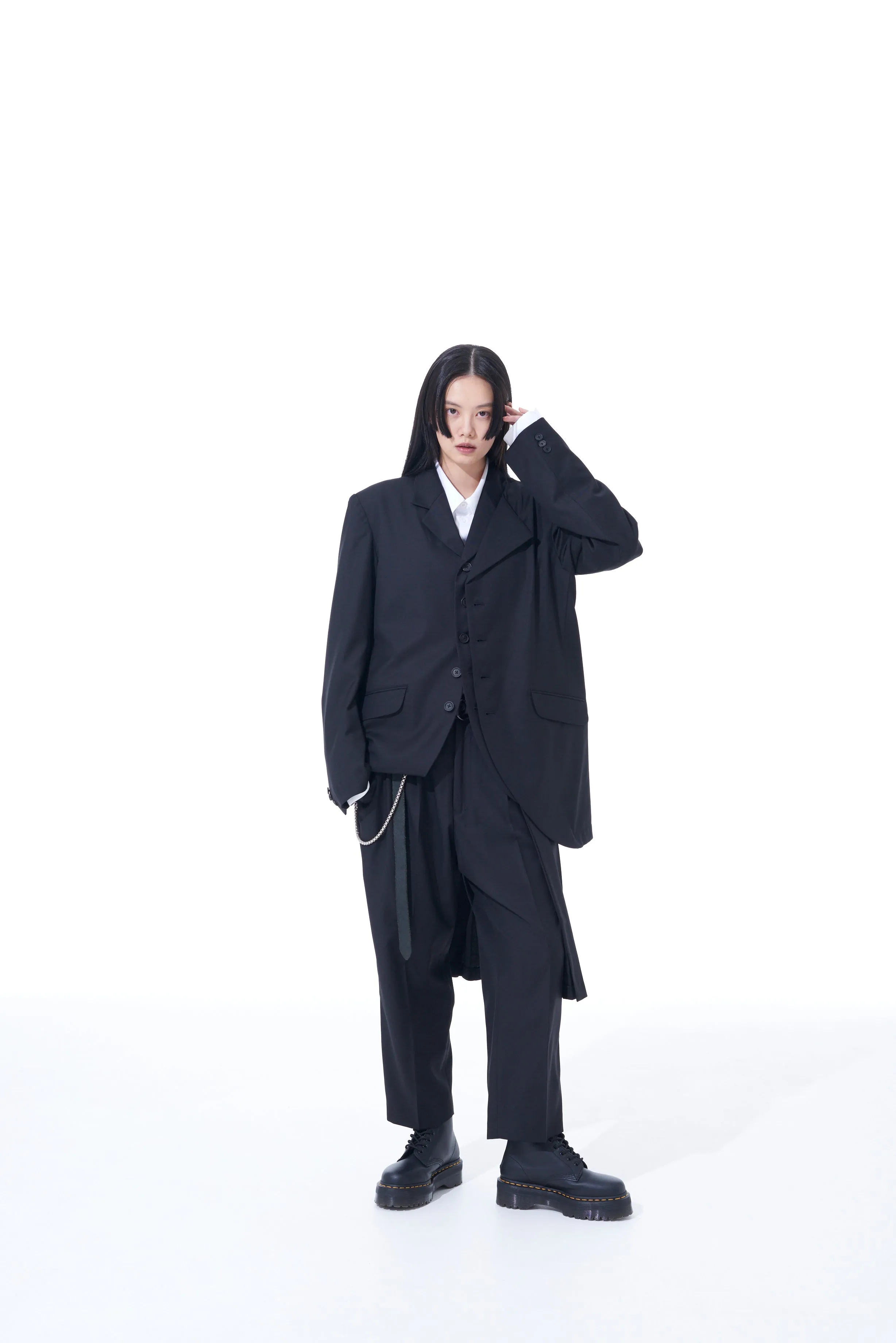 T/W GABARDINE LEFT SIDE PLEAT PANTS sold by Yohji Yamamoto product image thumbnail 2