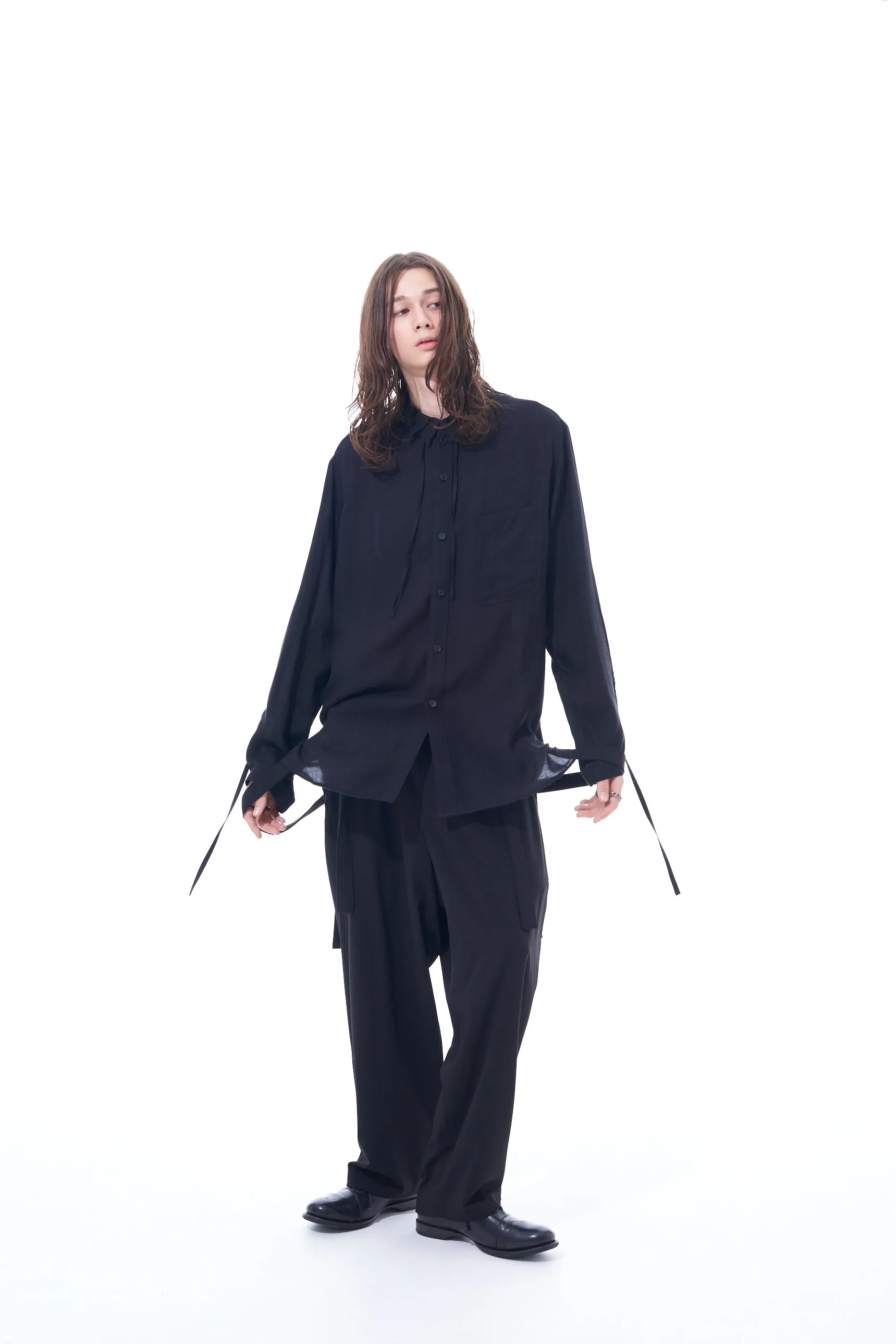 PE/RAYON GABARDINE STRETCH SUSPENDER PANTS WITH HEM BUTTON DETAIL sold by Yohji Yamamoto product image thumbnail 2
