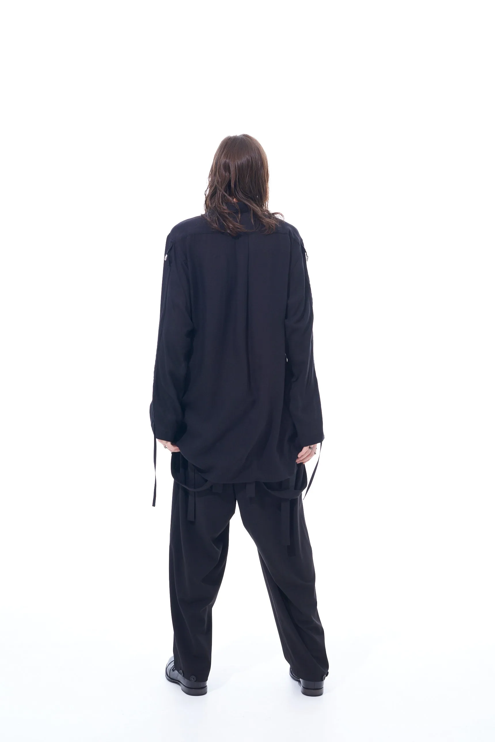 PE/RAYON GABARDINE STRETCH SUSPENDER PANTS WITH HEM BUTTON DETAIL sold by Yohji Yamamoto product image thumbnail 4