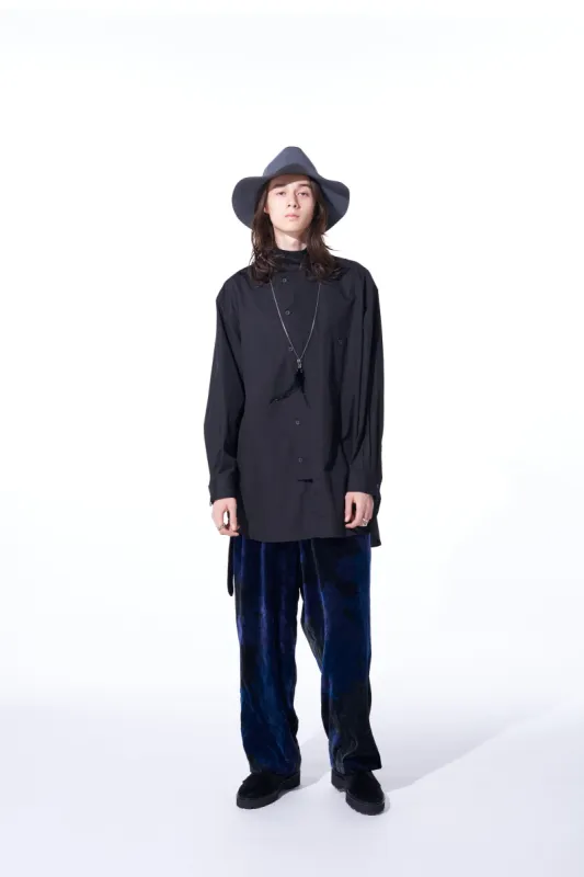 TIE-DYE VELVET SUSPENDER PANTS WITH TRIANGLE GUSSET sold by Yohji Yamamoto