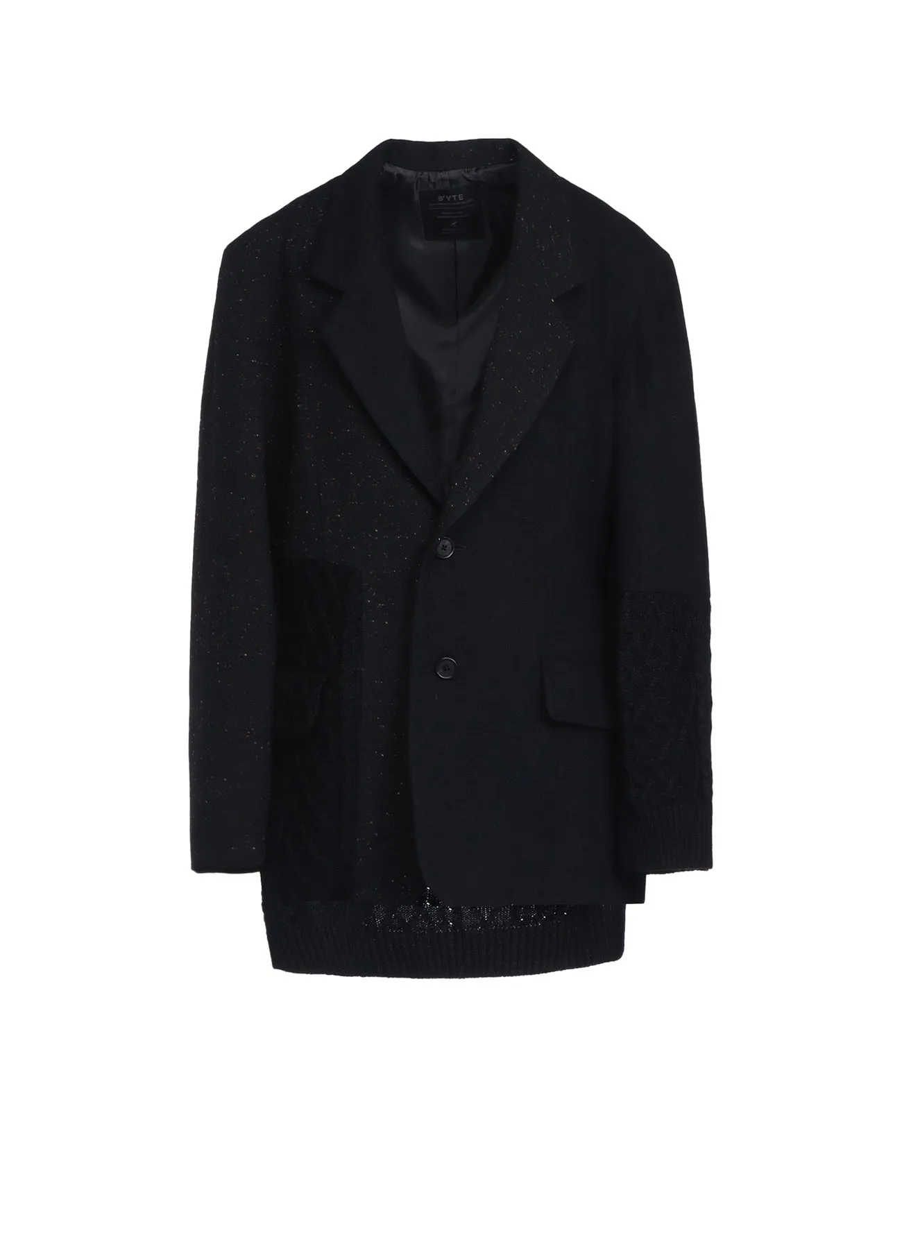 COLOR NEP CALZE + ETERMINE TWEED JACKET WITH KNIT SWITCHING DESIGN sold by Yohji Yamamoto