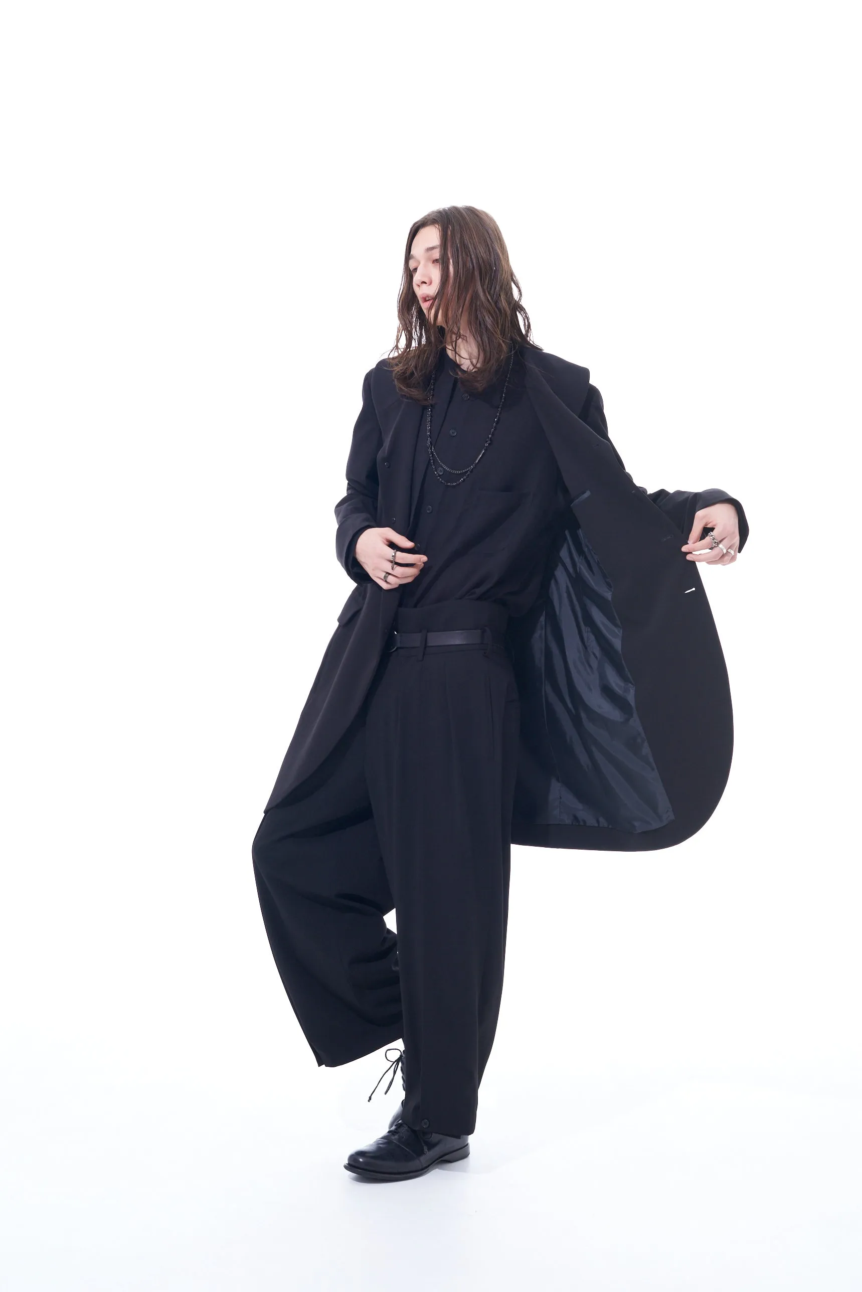 PE/RAYON GABARDINE STRETCH SHAWL COLLAR JACKET sold by Yohji Yamamoto product image thumbnail 3