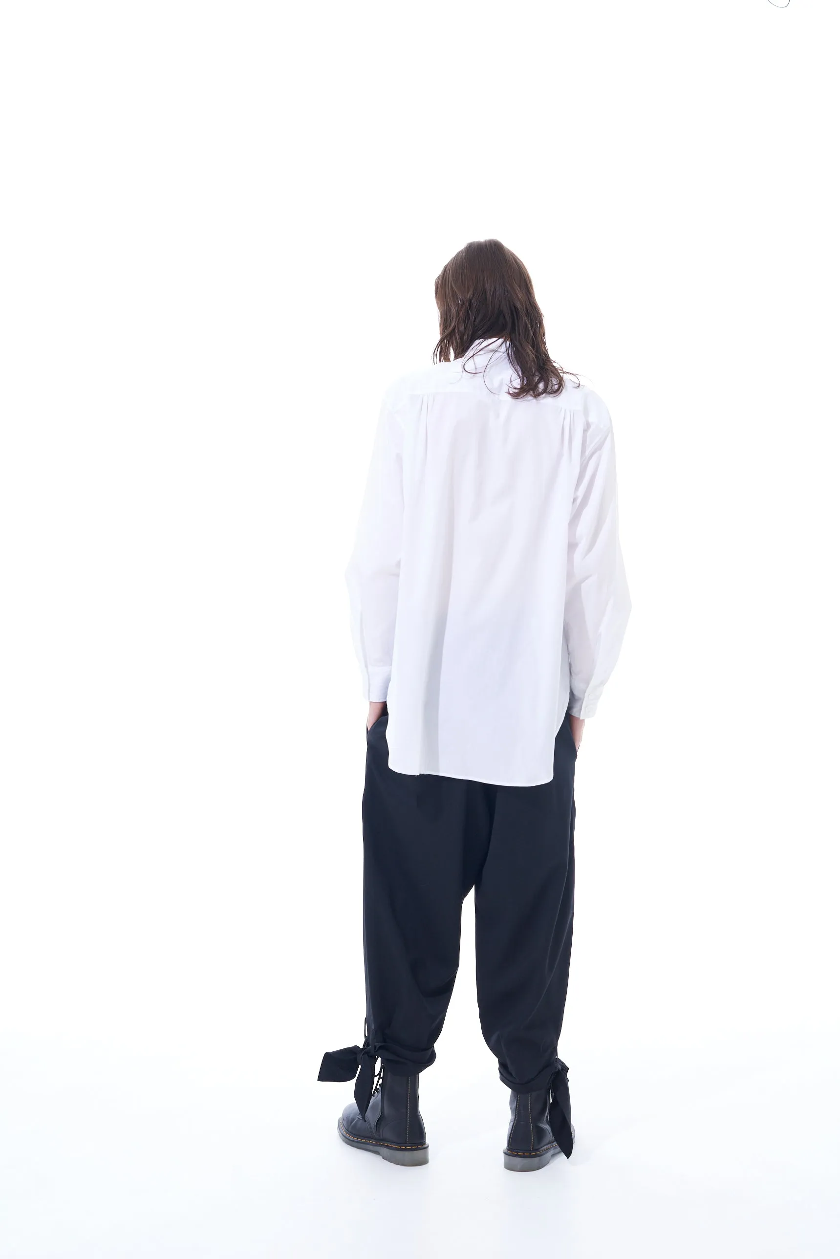 T/W GABARDINE 2-TUCK PANTS WITH HEM TIES sold by Yohji Yamamoto product image thumbnail 3